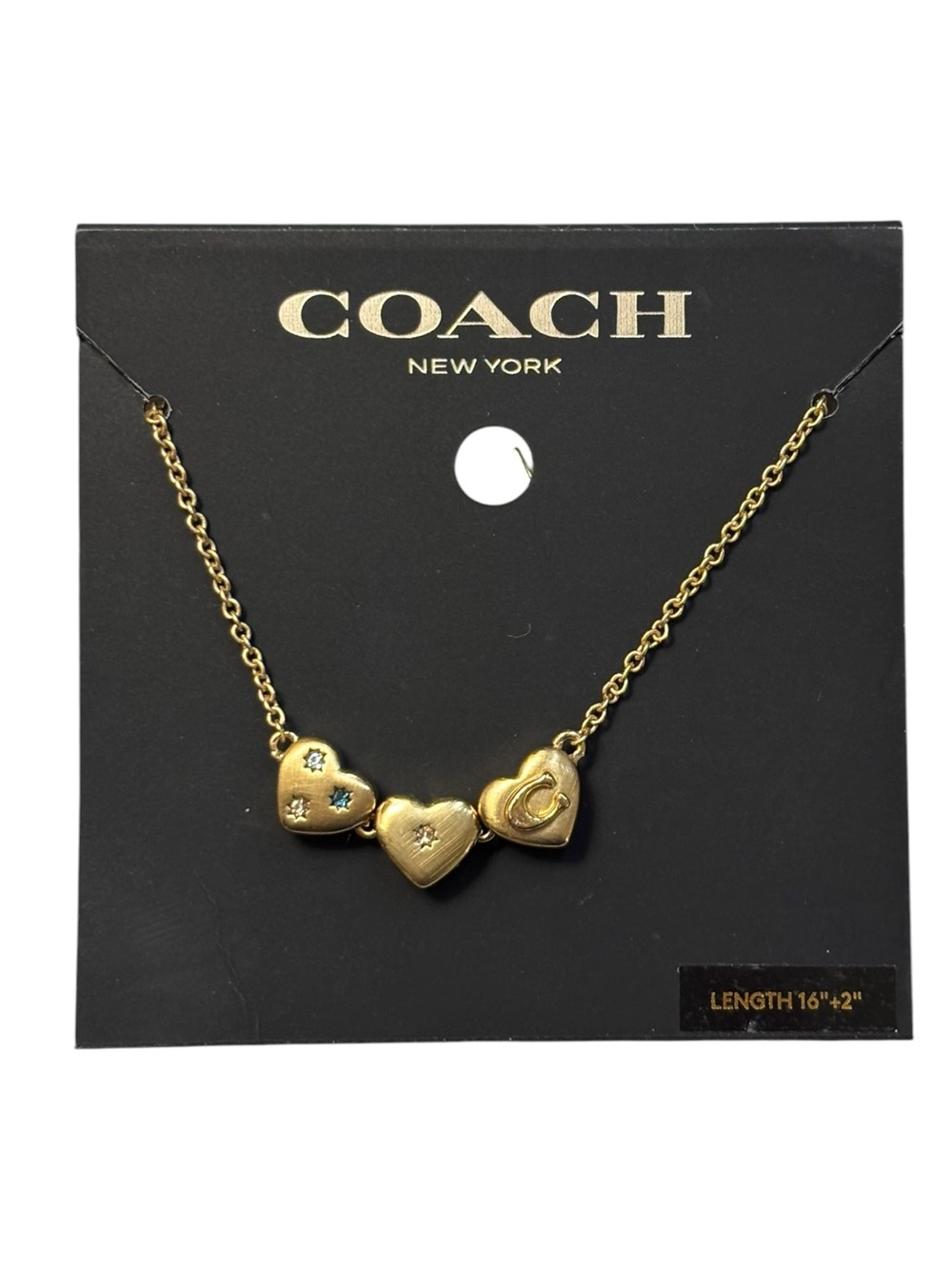 NWT Coach Heart Cluster Pendant Necklace Gold Multi Crystal CDS73 - Picture 2 of 7